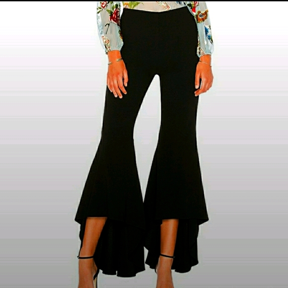 Alice and Olivia Jinny Ruffle High Low Flare Pant - Picture 1 of 6